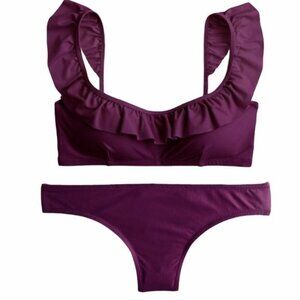 J. Crew Ruffle Surf Hipster Bikini in Iris Size XL NWT